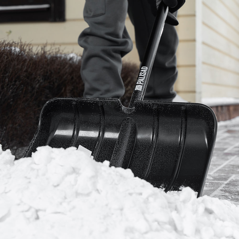 Лопата для уборки снега, полипропилен, 455х345х1330 мм, алюминиевый черенок, BASE Palisad (61798)