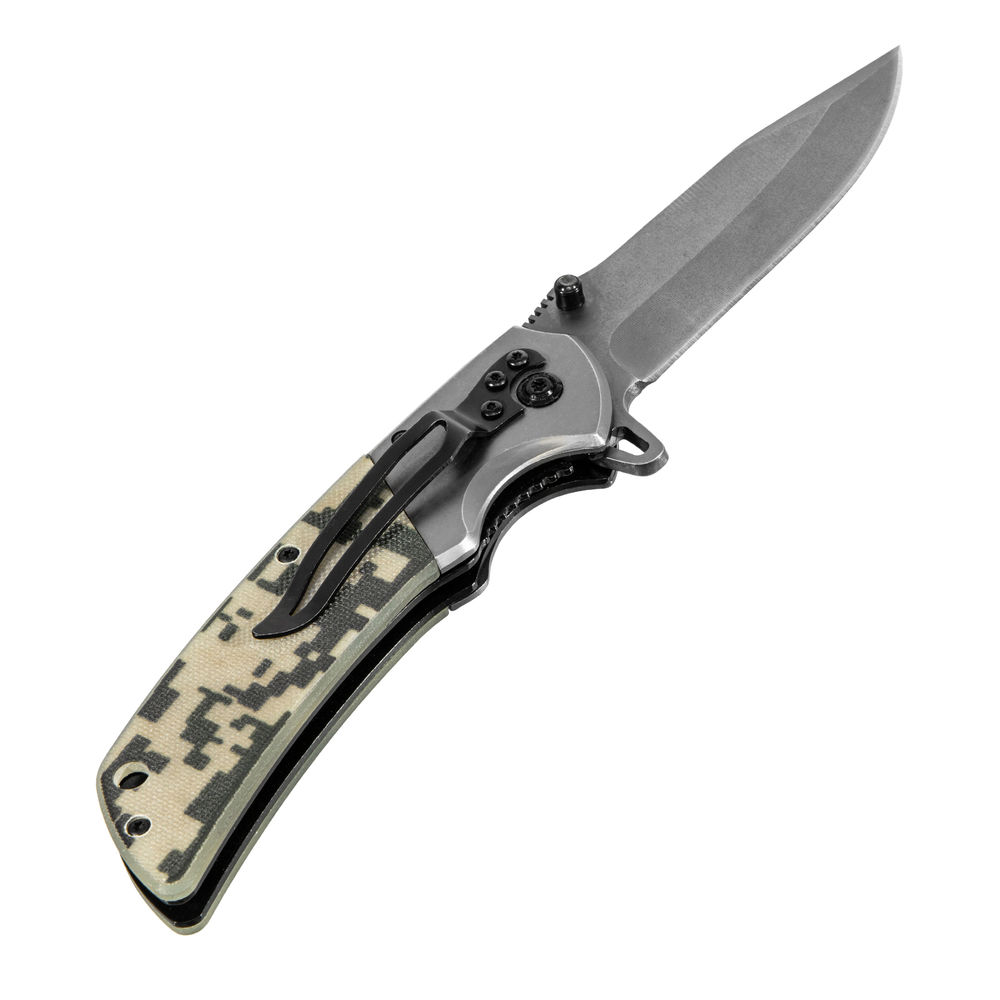 Нож складной, многоцелевой, системы Liner-Lock, с накладкой G10 на классической рукоятке Denzel (79207)