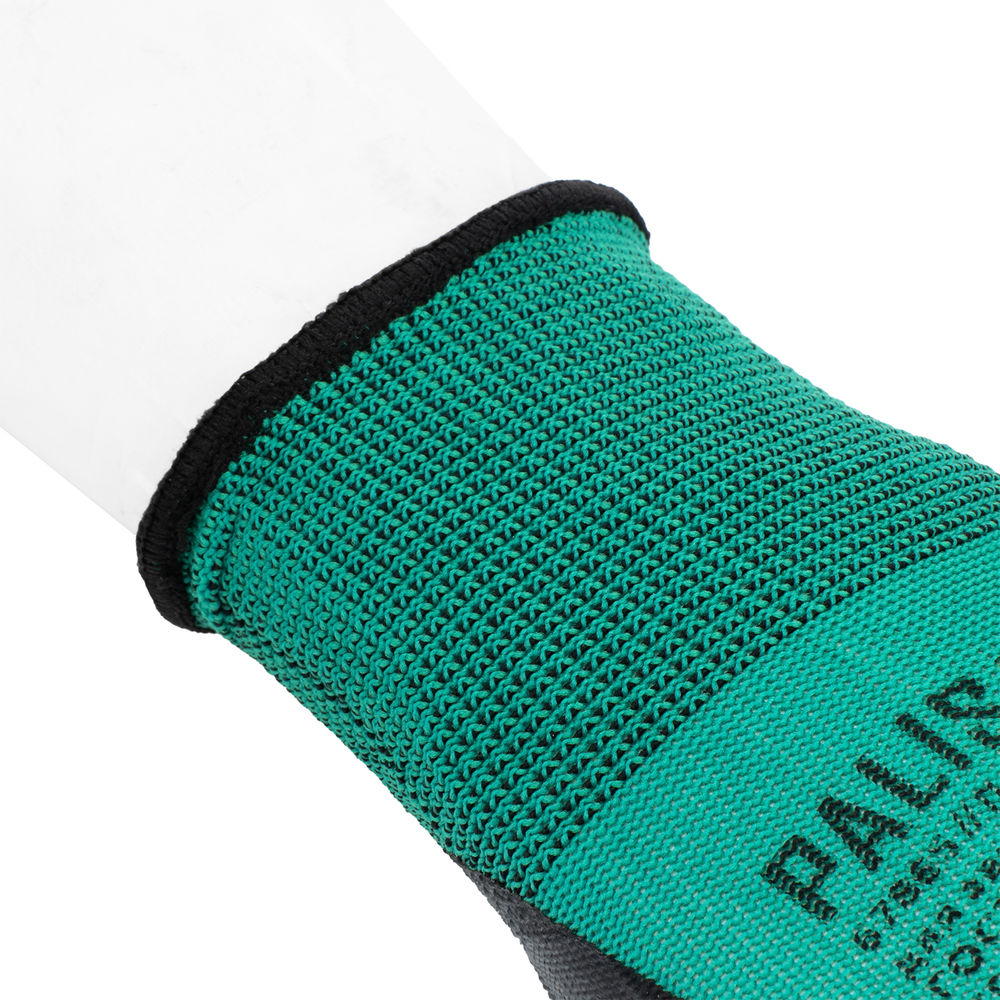 Перчатки полиэфирные с черным нитрильным покрытием маслобензостойкие, L, 15 класс вязки Palisad (67865)