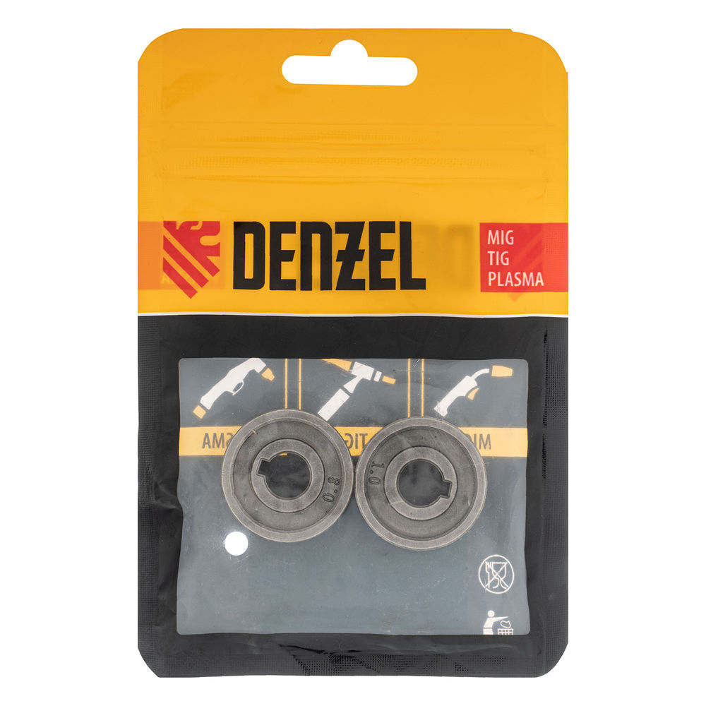 Подающий ролик, зубчатый профиль под флюсовую проволоку 0,8-1мм, 2 шт Denzel (93652)