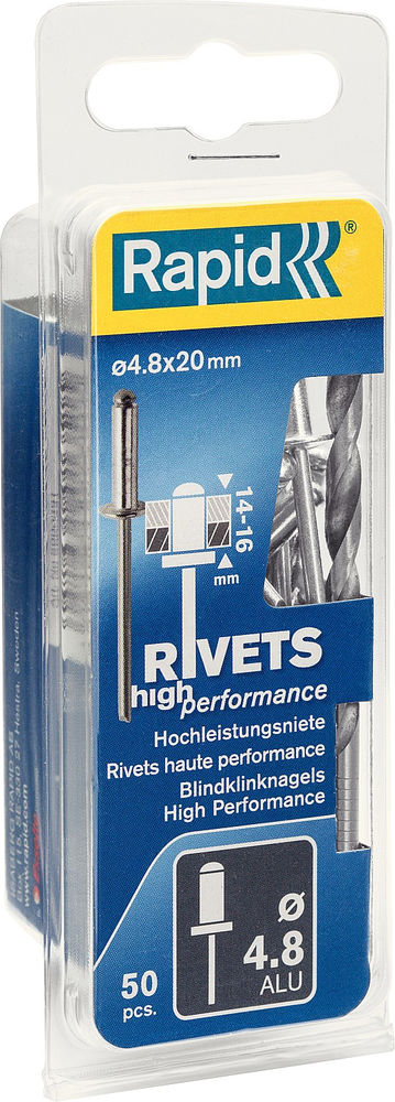 Алюминиевая заклепка 4.8 х 20 мм, 50 шт RAPID 5000391