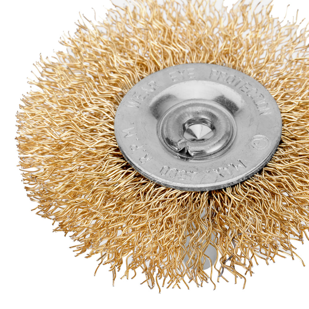 Щетка для дрели, 60 мм, плоская со шпилькой, латунированная витая проволока Matrix (74446)