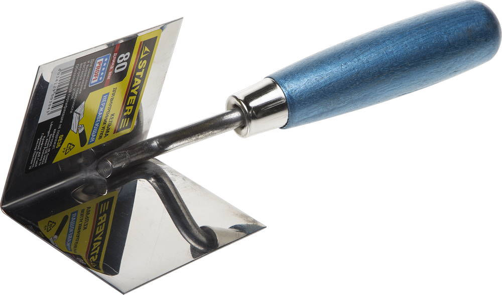 Кельма для внутренних углов 80 х 60 мм, нержавеющее полотно, деревянная рукоятка STAYER Professional 0836