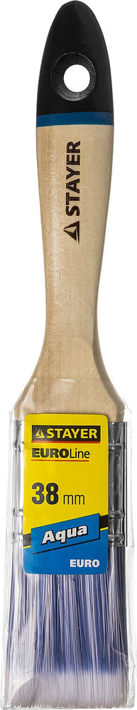 Кисть плоская AQUA, 38 мм, 1.5, искусственная щетина, деревянная ручка, для воднодисперсионных и акриловых ЛКМ STAYER 01062-038