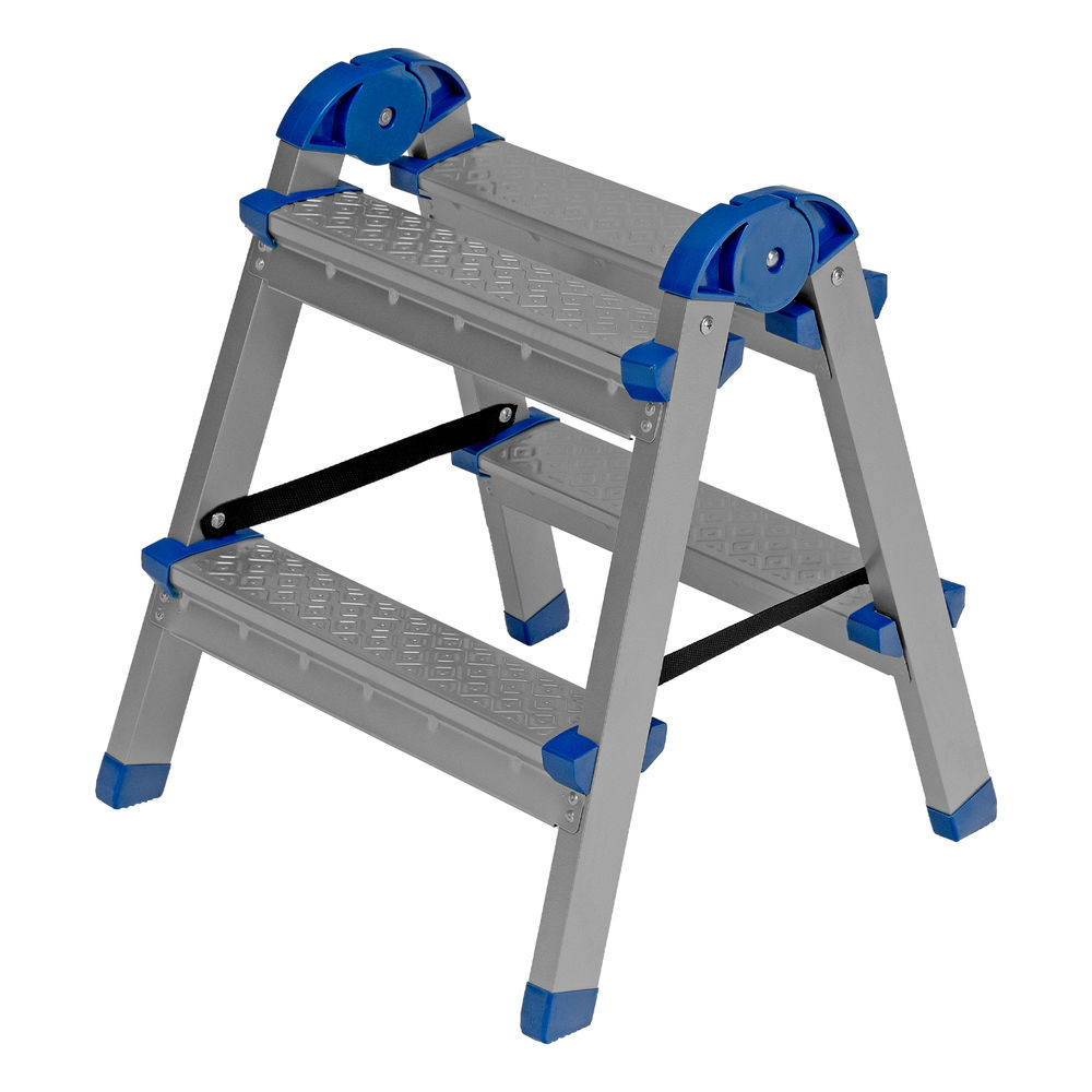 Стремянка двухсторонняя 2 ступени, сталь профиль, стальные ступени, Россия Сибртех (97982)