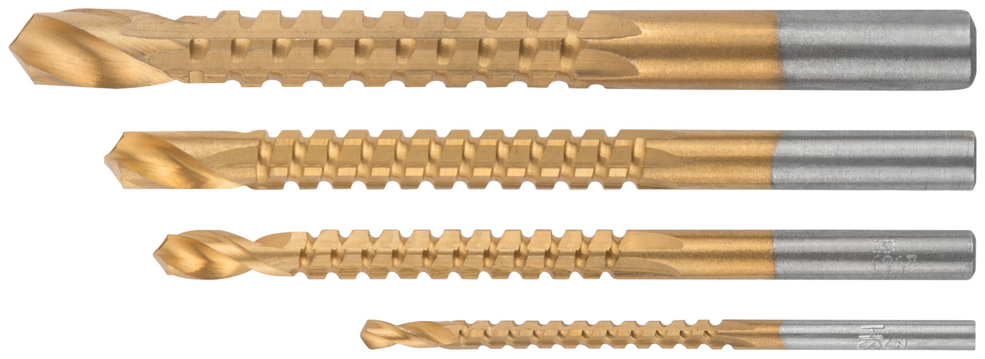Сверло-фреза универсальное титановое покрытие, набор 4 шт. (3; 5; 6; 8 мм) (36414)