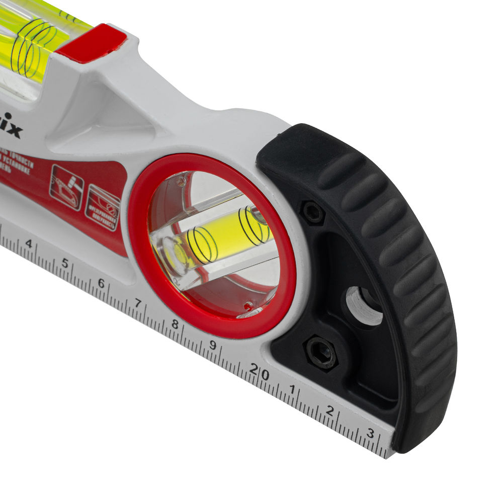 Уровень алюминиевый литой, фрезерованный, 3 глазка, две ударные площадки, 235 мм Matrix (34910)
