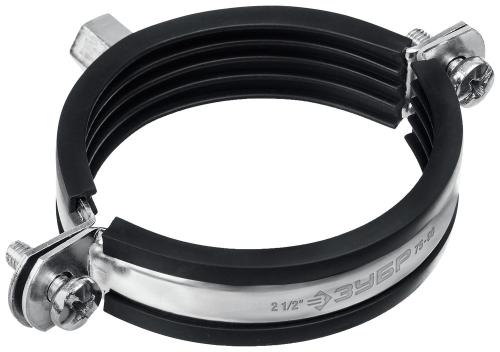 Хомут трубный с гайкой 2 1/2, М8/М10, цинк, 10 шт ЗУБР 37880-75-80