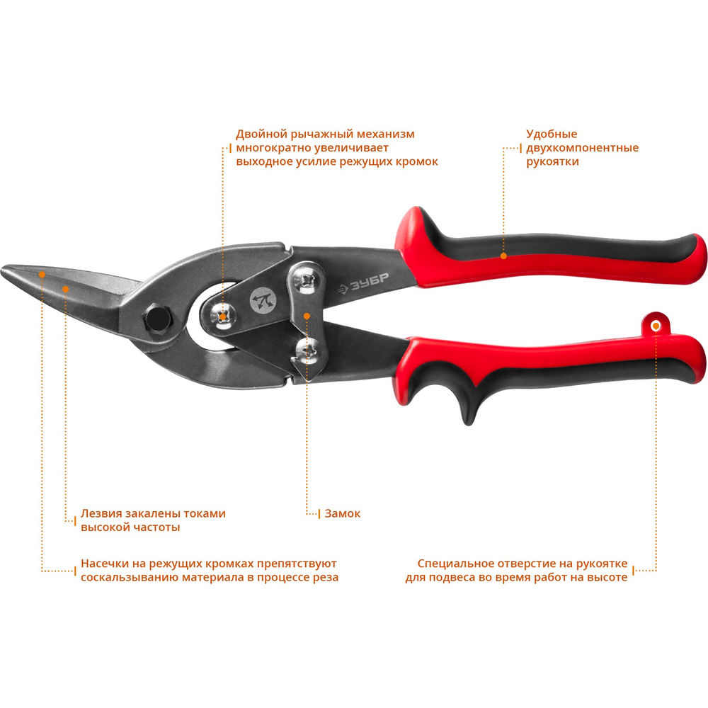 Ножницы по металлу левые 250 мм ЗУБР 23140-L