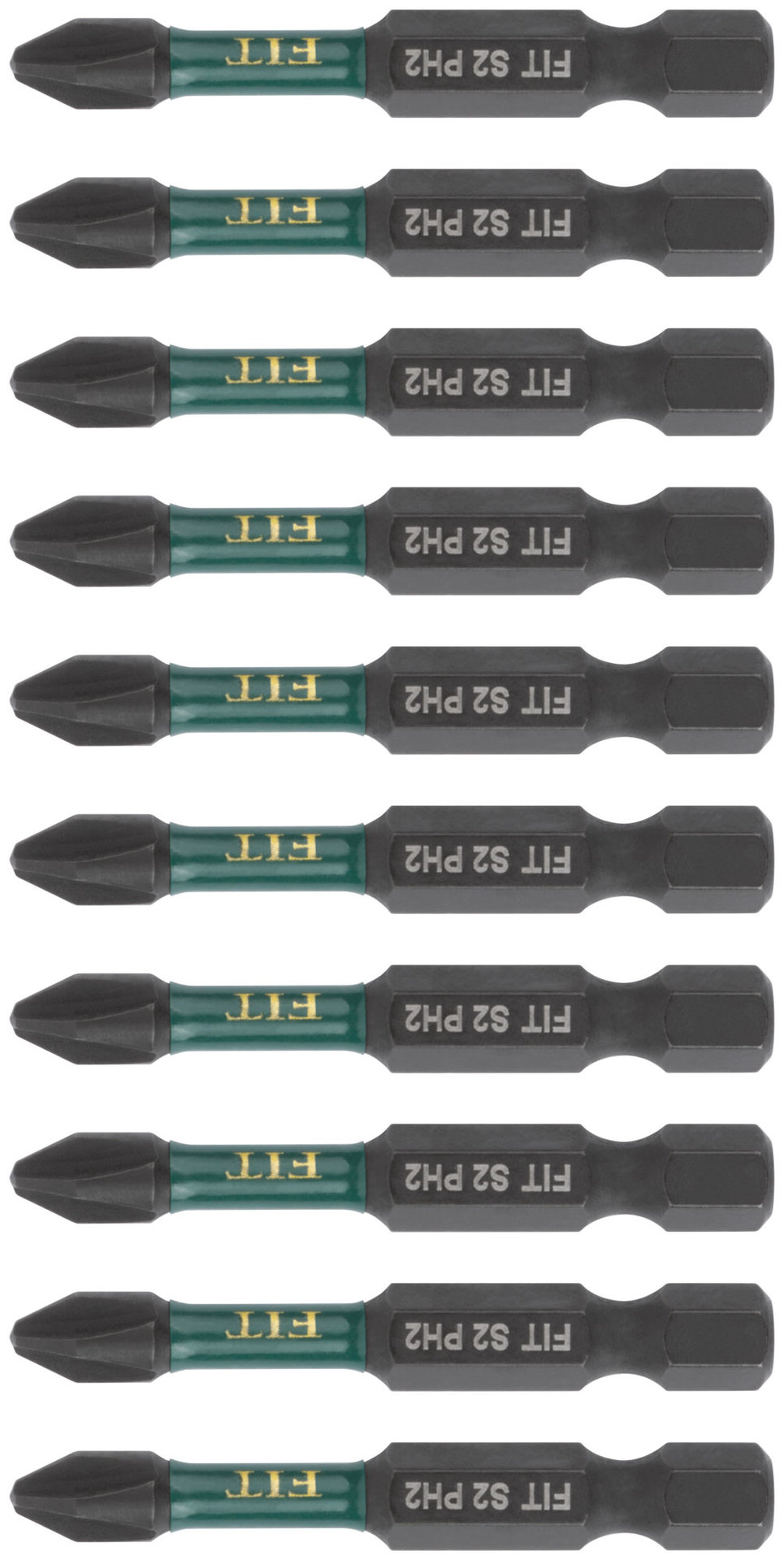 Биты кованые ударные, сталь S2, односторонние 50 мм PH2, Профи 10 шт., блистер (57485)