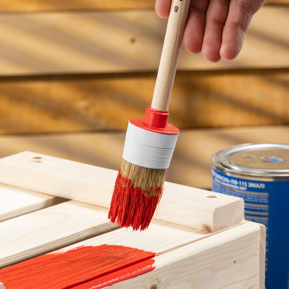 Кисть круглая № 8 (35 мм) натуральная щетина, деревянная ручка MTX (82078)