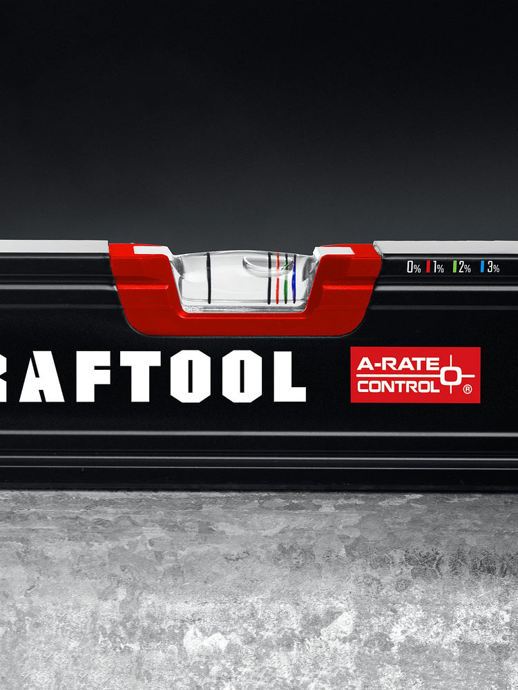 Сверхпрочный уровень A-RATE CONTROL, 400 мм, точность 0.3 мм/м, с инновационным зеркальным глазком KRAFTOOL 34986-40