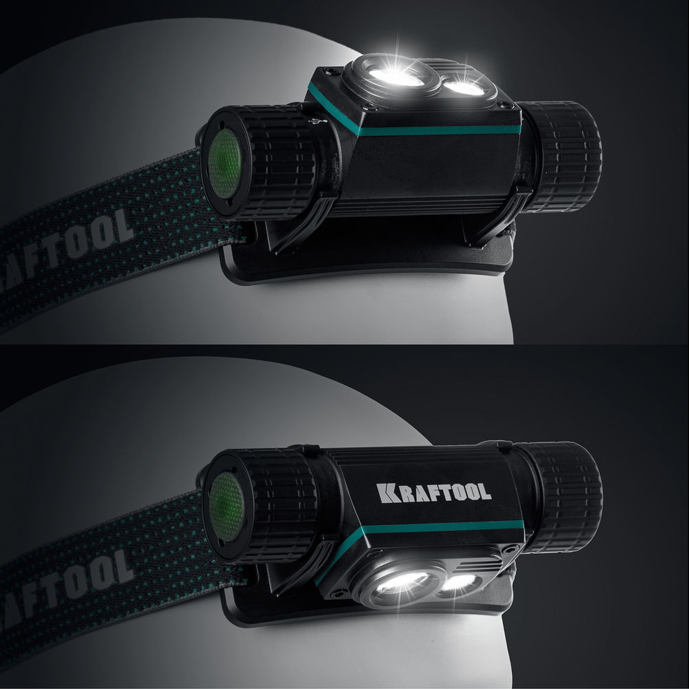 Фонарь налобный/ручной аккумуляторный 1000 лм, 4 режима, 3в1, 2200мАч KH-7 KRAFTOOL 56450