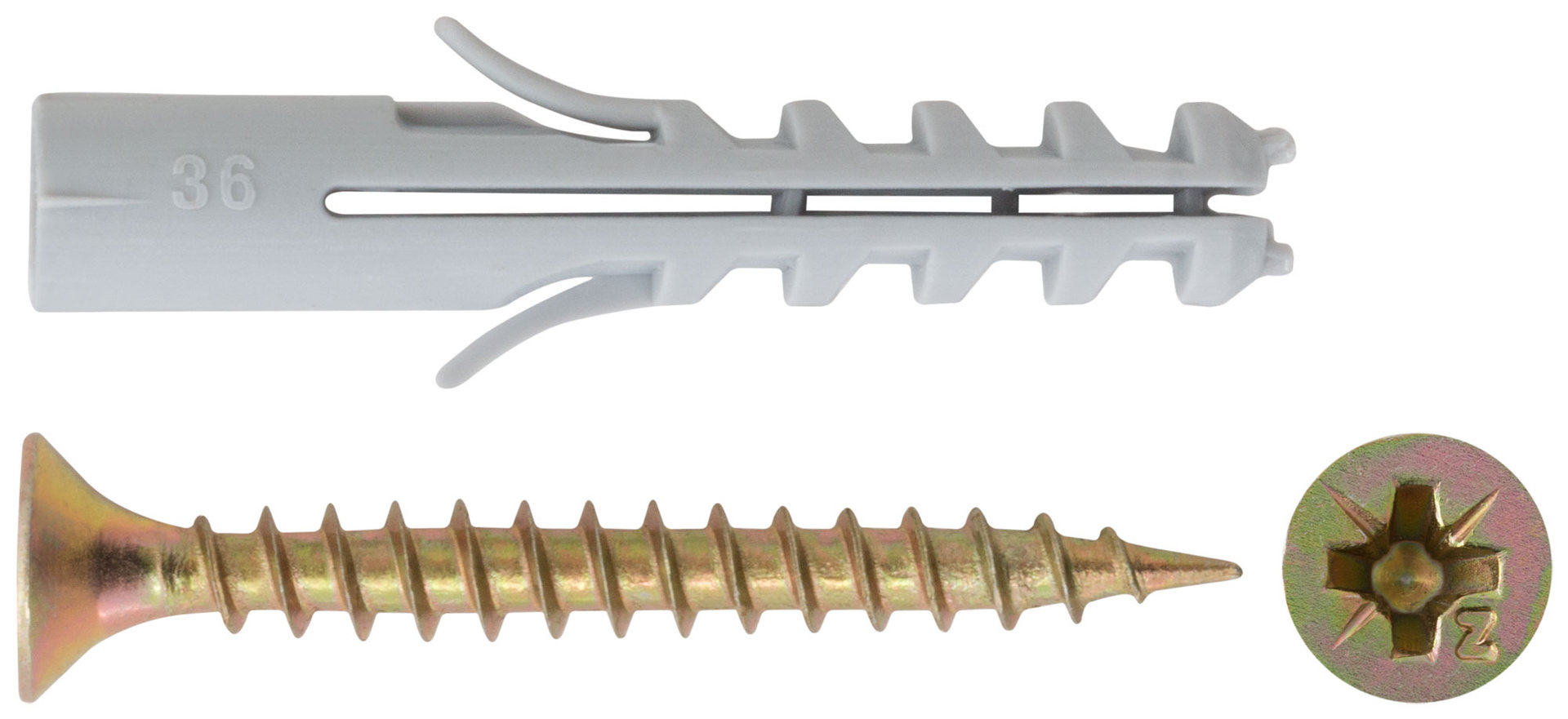 Крепление для плинтусов.Комплект: дюбель с шурупом 6х35/4х35 (фасовка 9 шт.) (24892-2)