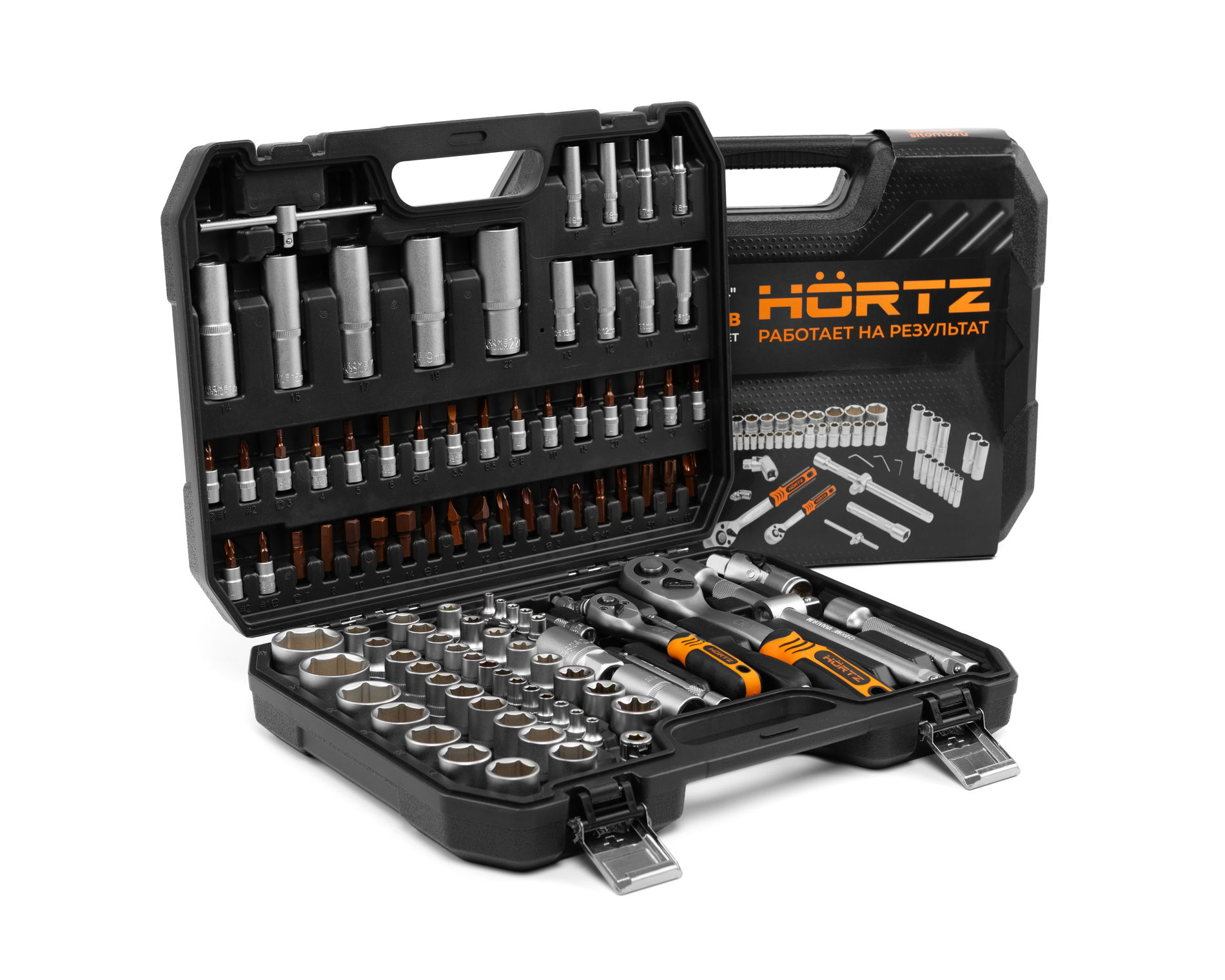 Набор инструментов 108 предметов 1/2" & 1/4", CRV, профессиональный в кейсе HORTZ 1187697