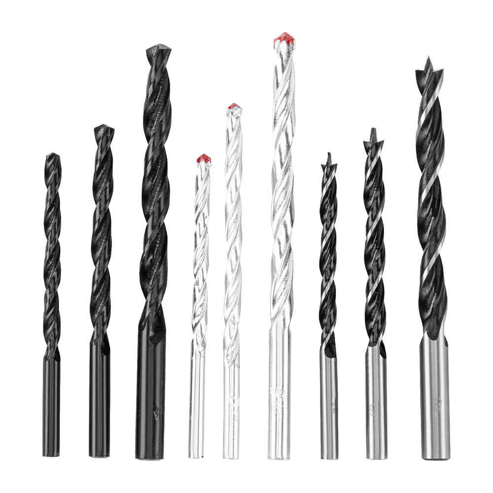 Набор сверл по бетону 5-6-8 мм, металлу 5-6-8 мм, дереву 5-6-8 мм, 9 шт, цилиндрический хвостовик Sparta (725055)