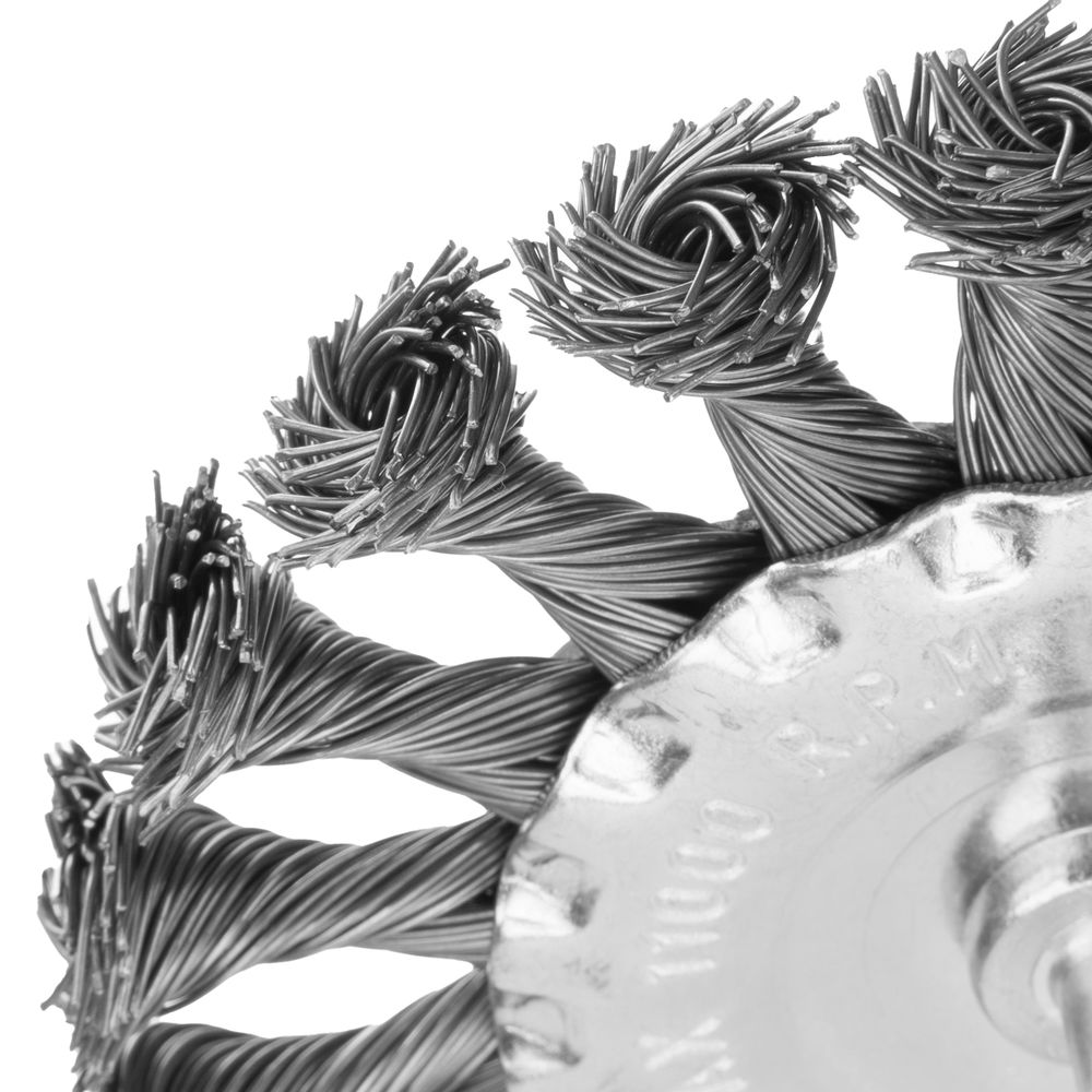 Щетка для дрели, 100 мм, плоская со шпилькой, крученая металлическая проволока Matrix (74432)