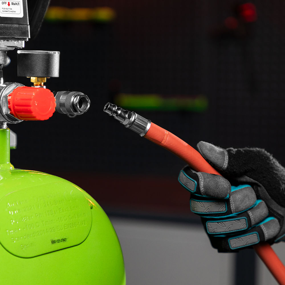 Шланг пневматический резиновый, 10 x 16 мм, 24 бар, армированный, быстросъемное соединение, 10 м Stels (57021)