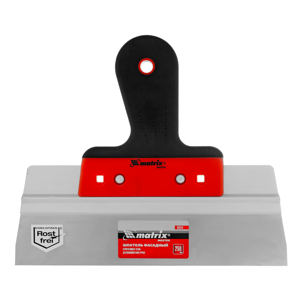 Шпатель фасадный из нержавеющей стали, 250 мм, узкое полотно, двухкомпонентная ручка Matrix (85514)