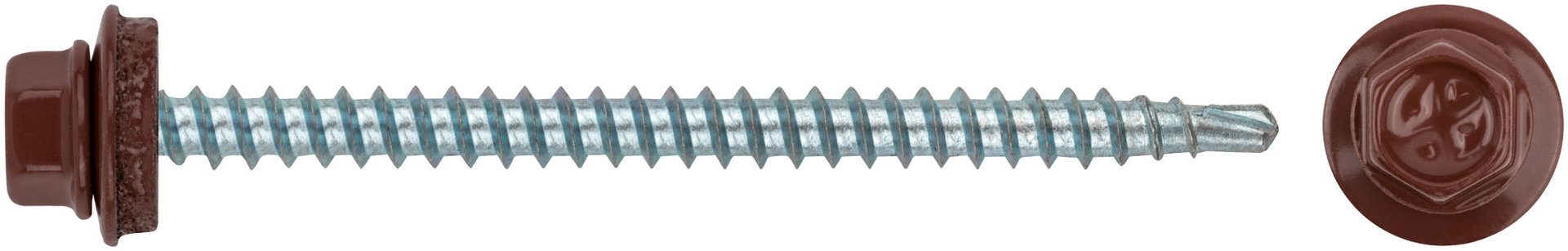 Шурупы кровельные со сверлом 4,8 х 70 100шт , бордовый RAL 3009 (фасовка) (23555-0)