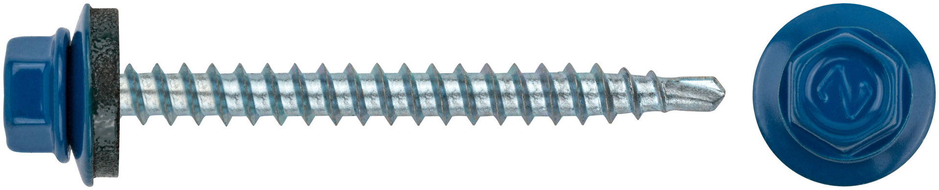 Шурупы кровельные со сверлом 4.8 х 50 синий, RAL 5005 250 шт. (фасовка) (23543-4)