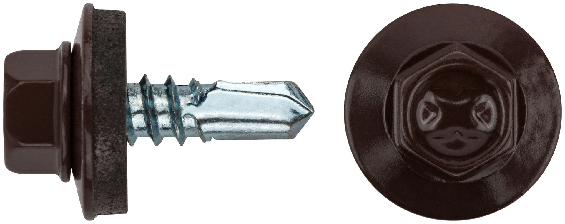 Шурупы кровельные со сверлом 5.5 х 19 коричневый 100шт , RAL 8017 Фасовка (23573-0)