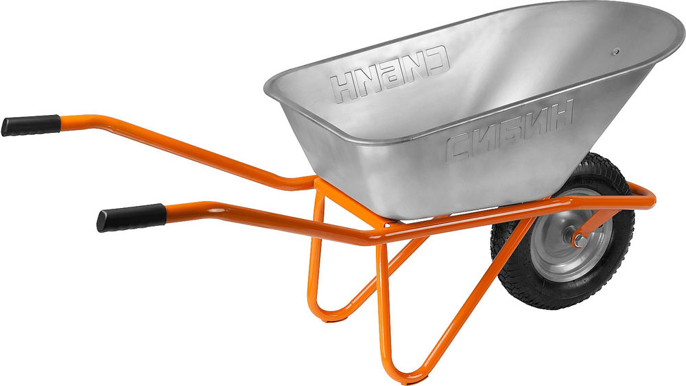 Строительная тачка одноколесная 90 л 180 кг пневматические колеса СИБИН СТ-12 39904_z01