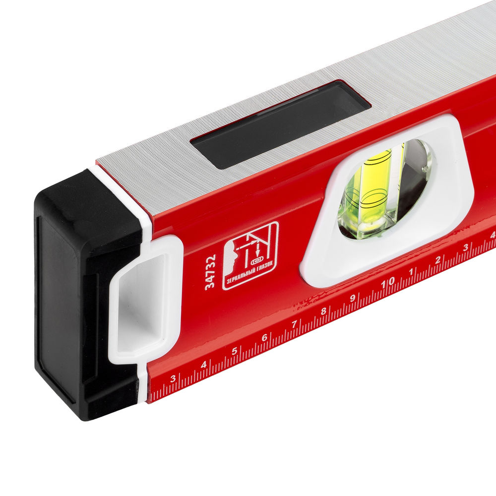 Уровень алюминиевый, магнит, фрезерованный, 3 глазка (1 зеркальный) двухкомпонентные рукоятки, 800 мм Matrix (34732)