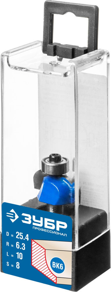 Фреза кромочная калевочная №2 25.4?10 мм радиус 6.3 мм ЗУБР Профессионал 28702-25.4