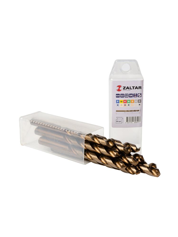 Комплект свёрл по металлу индустриальных, 10 шт, DIN 338, HSS-E Co5, Тип VA, 5xD, O9.50 мм (ZA-74095-S10)