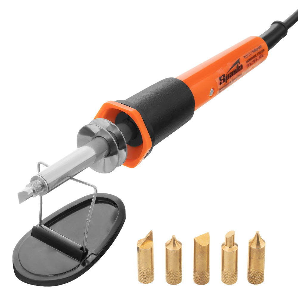 Набор для выжигания, 7 предметов: паяльник 30 Вт, подставка, жала сменные Sparta (913112)