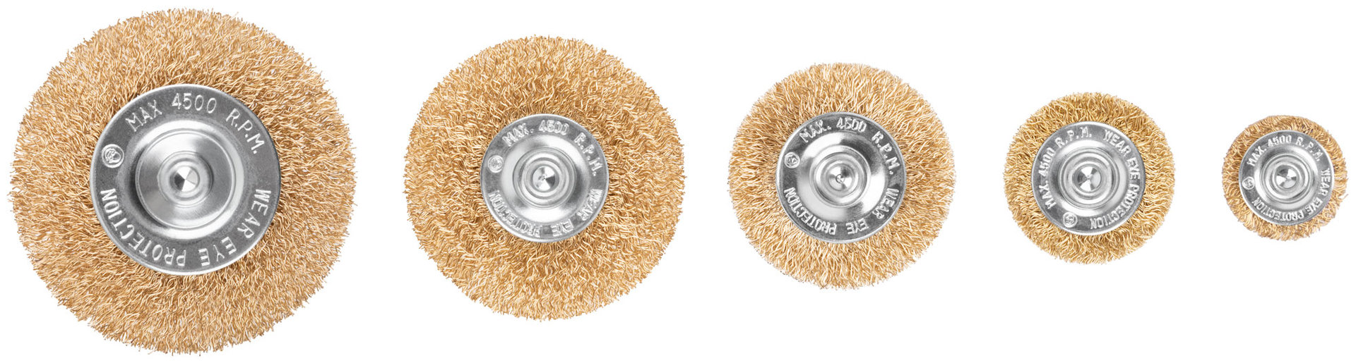Набор щеток для дрели, 5 шт. (Плоские 25,38,50,65,75 мм, латун. витая проволока, блистер, CUTOP Profi
