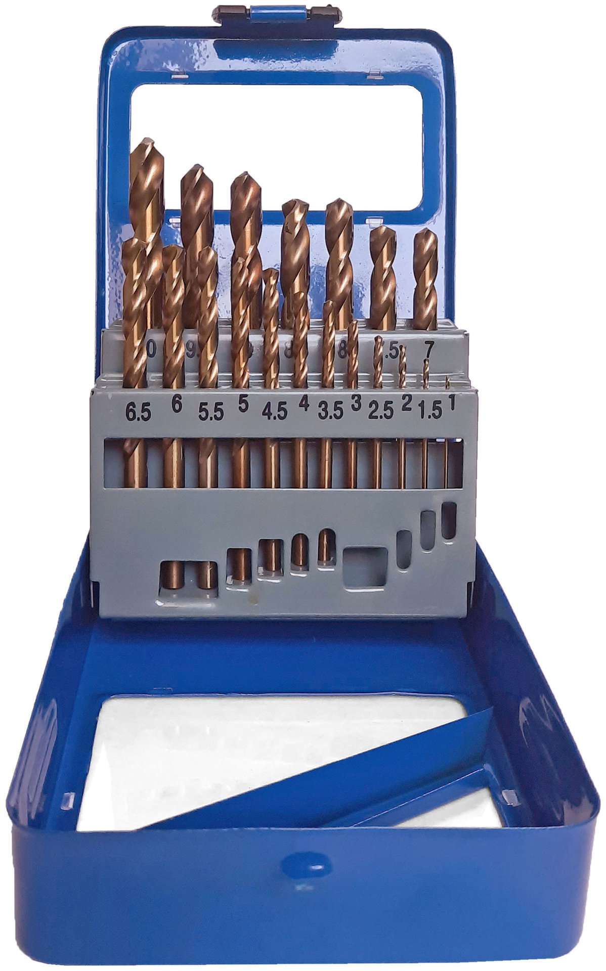Набор сверл по металлу с кобальтом 5% в металлической коробке; 1-10 мм (через 0,5 мм), 19 шт., Cutop Profi (48-602)