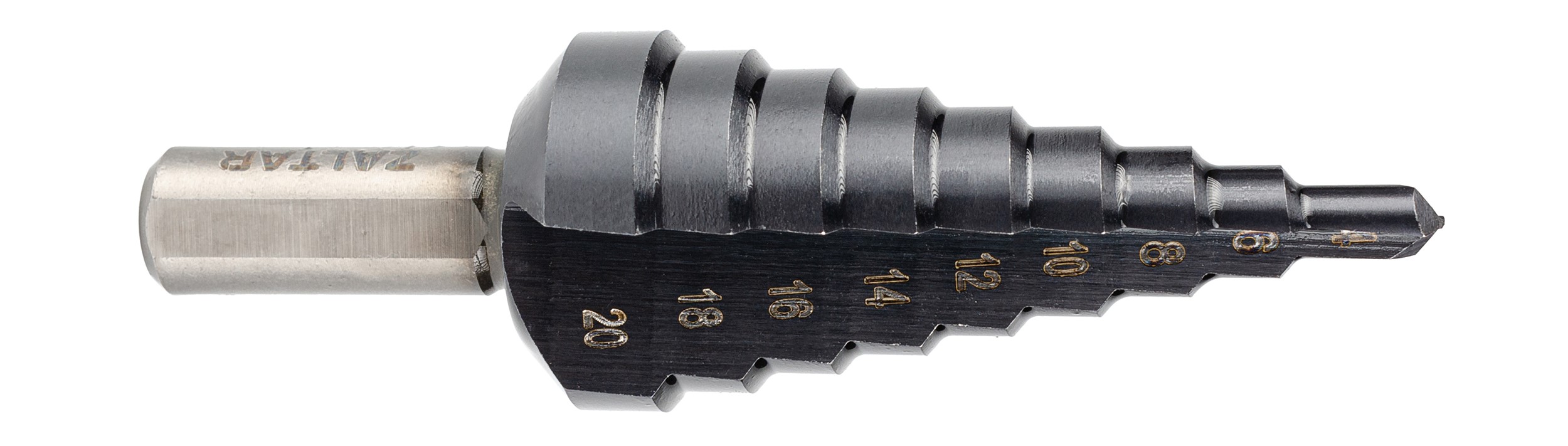 Набор свёрл ступенчатых, 3 пр., HSS TiAlN, Gr.1/2/3, O4-12, 4-20, 6-30 мм, прямая канавка, трёхплоскостной хвостовик (ZA-50071)