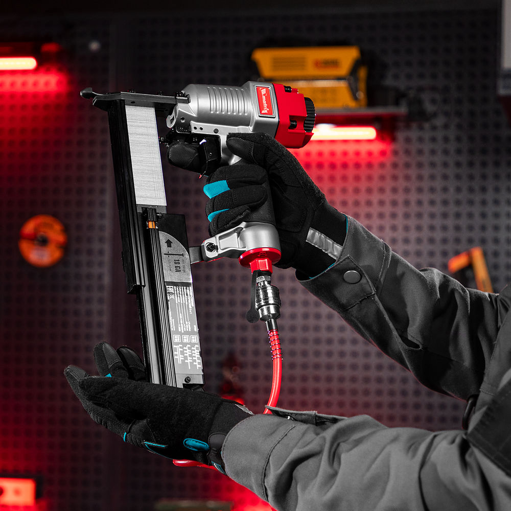 Нейлер-степлер пневматический 3 в 1, с регулировкой глубины забивания, гвозди 18GA, гвозди 16GA, скобы 18 GA Matrix (57427)