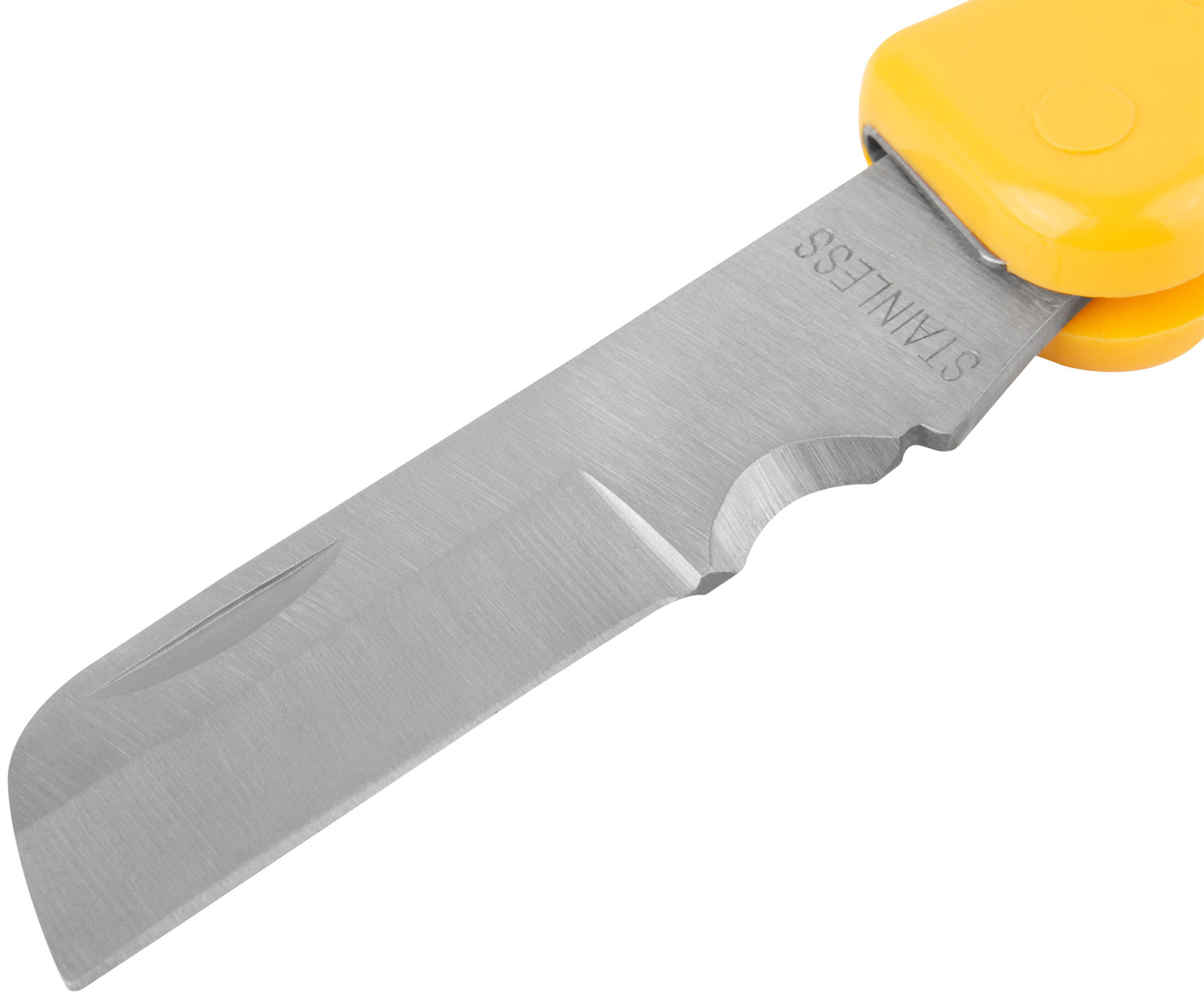 Нож электрика складной нержавеющий Профи, прямое лезвие 80 мм, прорезиненная ручка (10526)