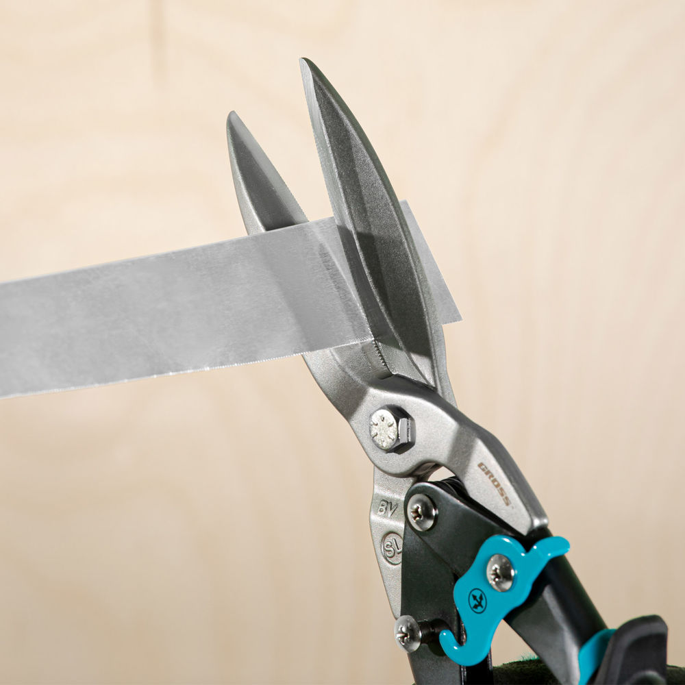 Ножницы по металлу Piranha, 270 мм, прямой проходной рез, сталь СrMo, двухкомпонентные рукоятки Gross