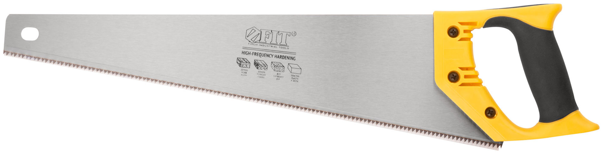 Ножовка по дереву, средний каленый зуб 7 ТPI, 2D заточка, пластиковая прорезиненная ручка 450 мм (40432)