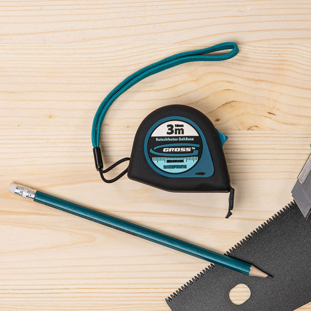 Рулетка Ergonomisch,3 м x 16 мм,магнитный обрезиненный зацеп Gross