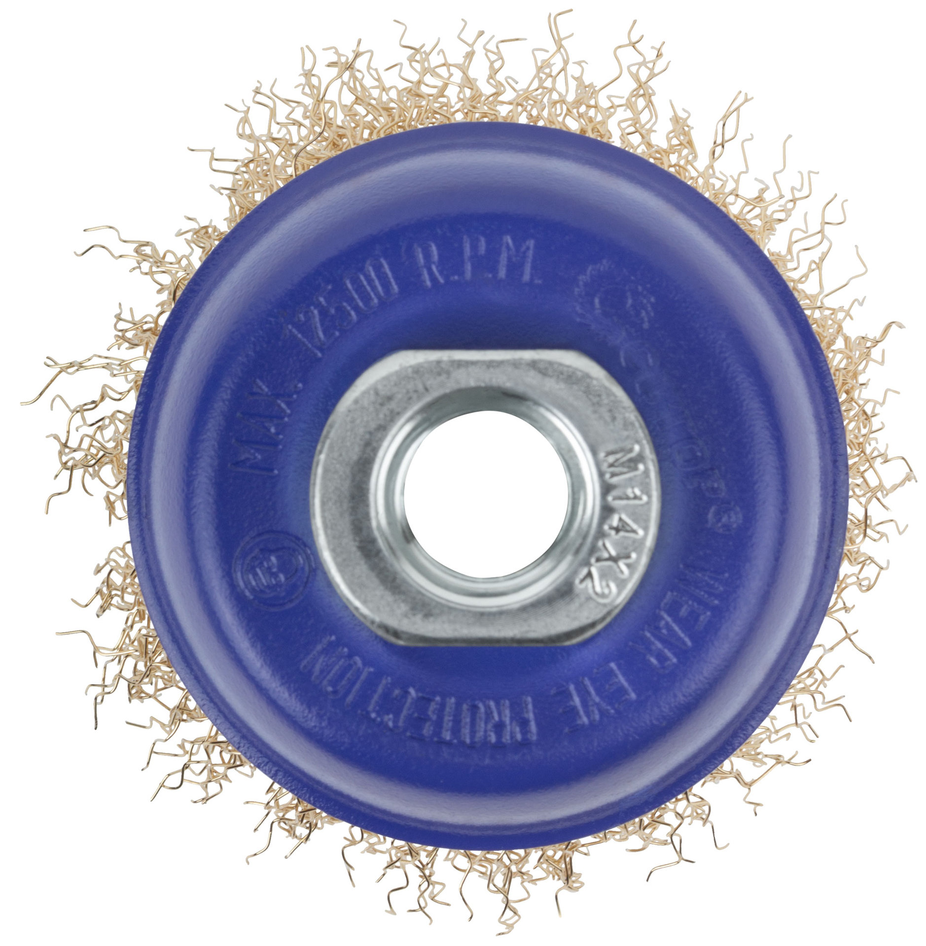 Щетка для УШМ, М14, тип Чашка, латун. витая проволока 0,3 мм, 65 мм, блистер, CUTOP Profi (82-893)
