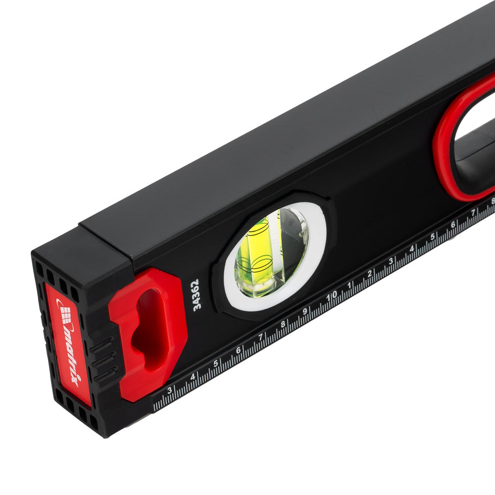 Уровень алюминиевый, усиленный, фрезерованный, 3 глазка, двухкомпонентные рукоятки, 800 мм Matrix (34362)