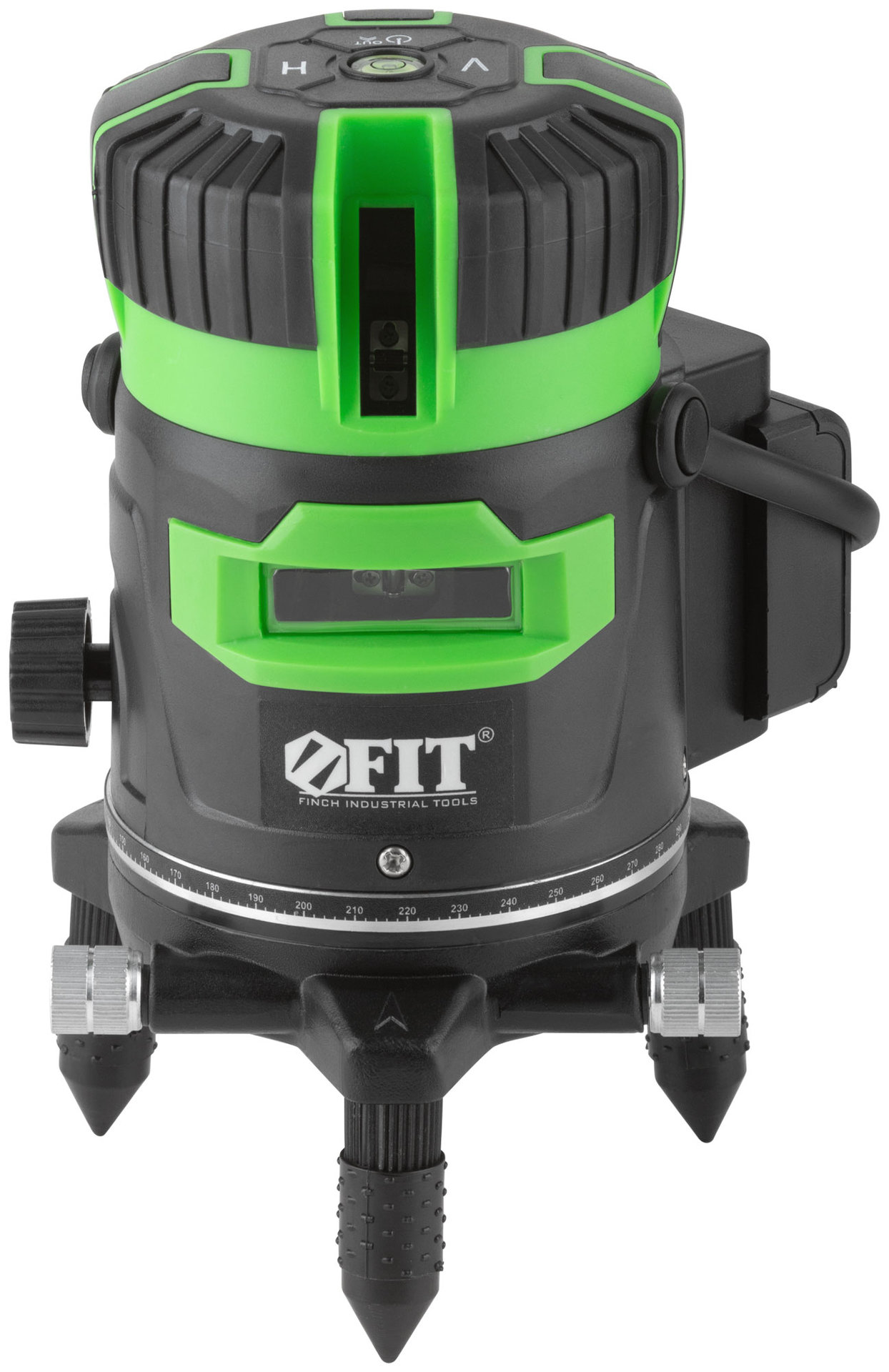 Уровень лазерный самоуспокаивающийся, зеленые лучи, крест, диапазон 10 м, Li-Ion аккум., 2 уровня яркости, без треноги, коробка (18633)