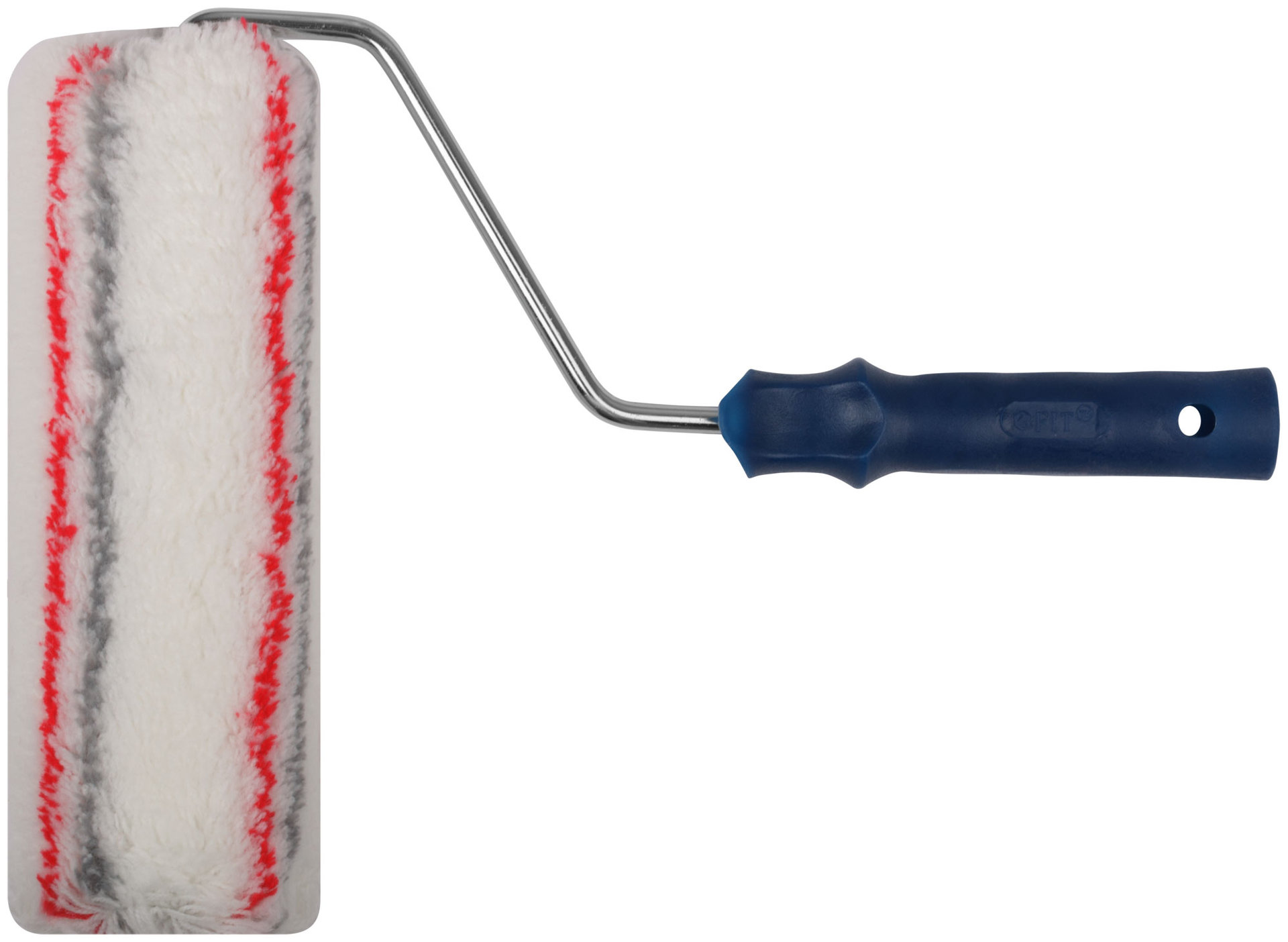 Валик полиакрил. нитяной, Профи, белый с сер. и крас.полос., бюг. 8 мм, диам. 48/84 мм, ворс 18 мм, 230 мм (02368)