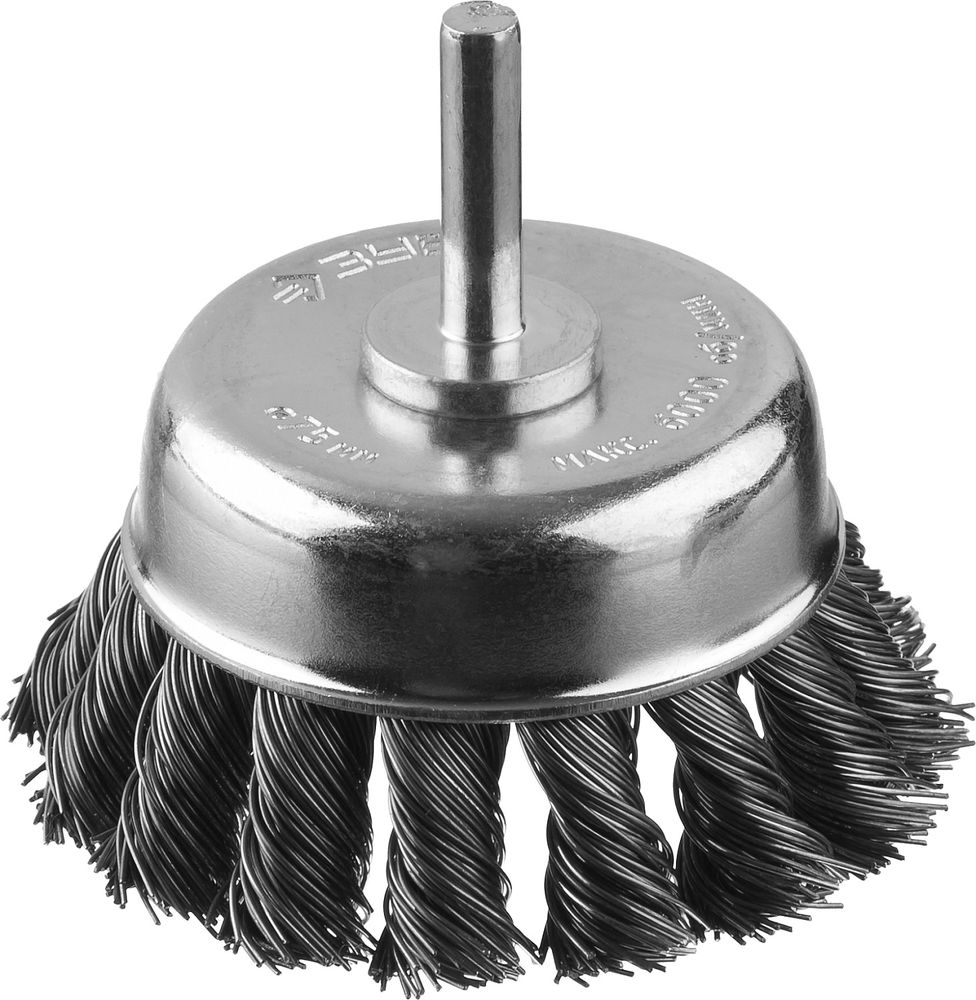 Щетка чашечная для дрели d 75 мм, жгутированная стальная проволока 0.3 мм ЗУБР Профессионал 35255-075_z02