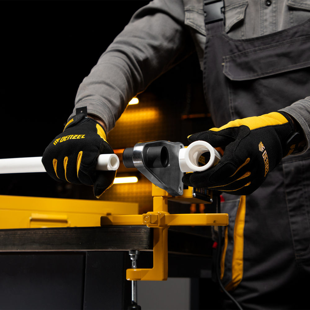 Аппарат для сварки пластиковых труб DWP-1500, 1500 Вт, 260-300 град, комплект насадок, 20-63 мм Denzel (94205)