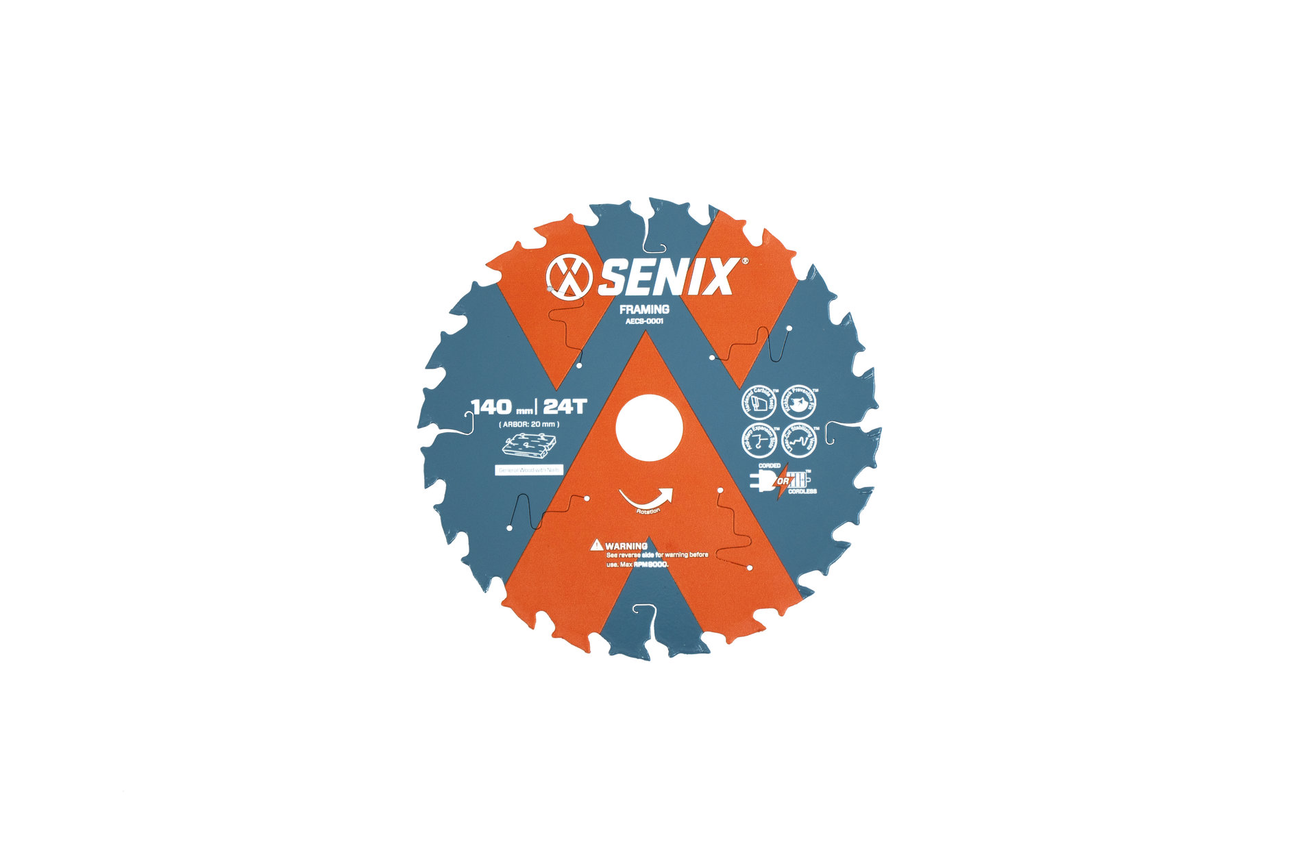 Диск пильный по дереву 140мм х 20 мм, 24Т, SENIX