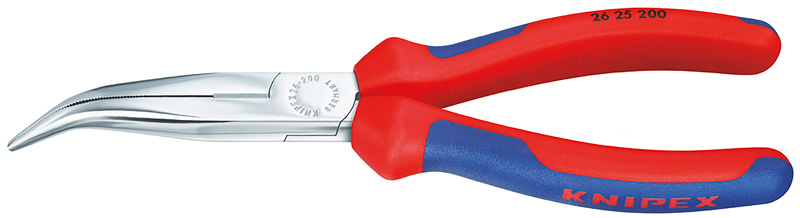 Длинногубцы с режущими кромками, губки 40°, 200 мм, хром, 2-комп ручки (KN-2625200)