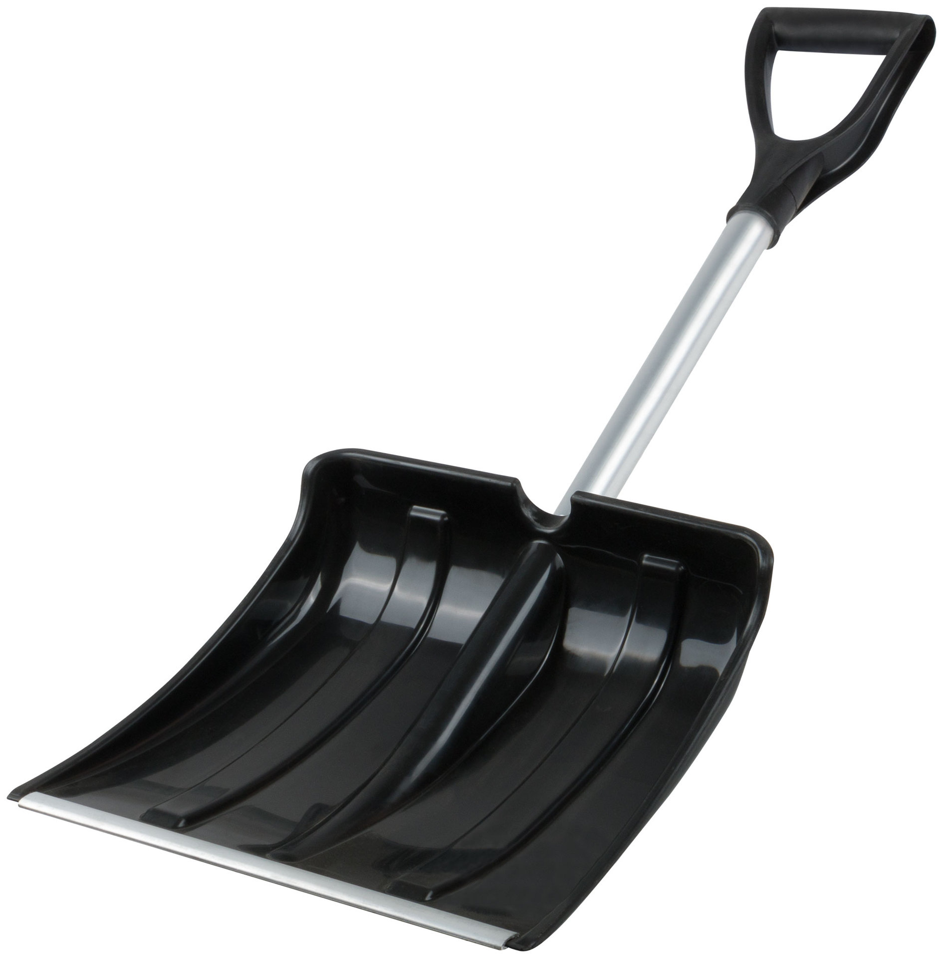 Лопата для уборки снега авто Мини пластиковая, укороченный алюм. черенок 365x380x850 мм (68105)