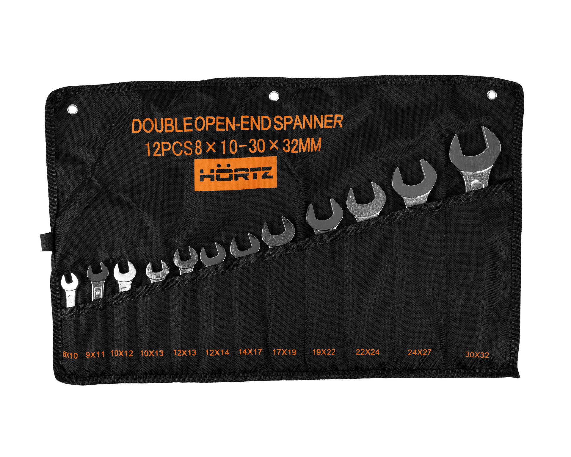 Набор ключей гаечных (рожковых) двусторонних 12 шт. (8-32) хромированных HORTZ