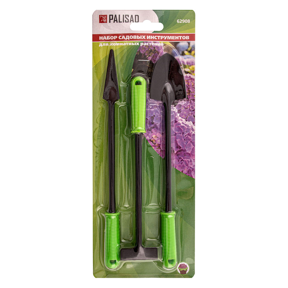 Набор по уходу за комнатными растениями, пластиковые рукоятки, 3 предмета, Palisad (62908)